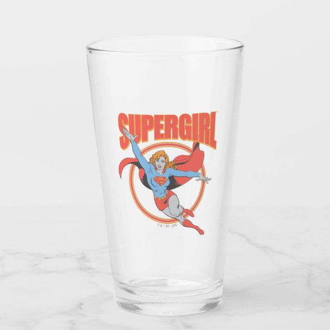 True Vintage Supergirl Flying Graphic Glass (Front)
