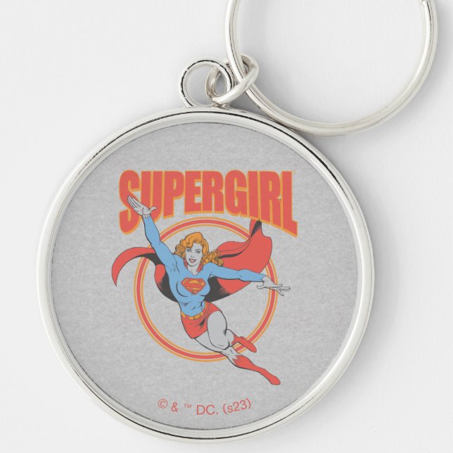 True Vintage Supergirl Flying Graphic Keychain (Front)