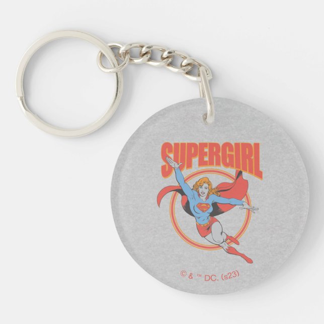 True Vintage Supergirl Flying Graphic Keychain (Front)