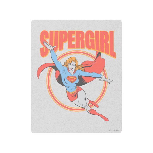 True Vintage Supergirl Flying Graphic Metal Print (Front)