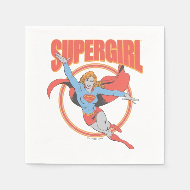 True Vintage Supergirl Flying Graphic Napkins (Front)