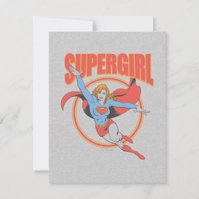 True Vintage Supergirl Flying Graphic Note Card (Front)