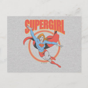 True Vintage Supergirl Flying Graphic Postcard