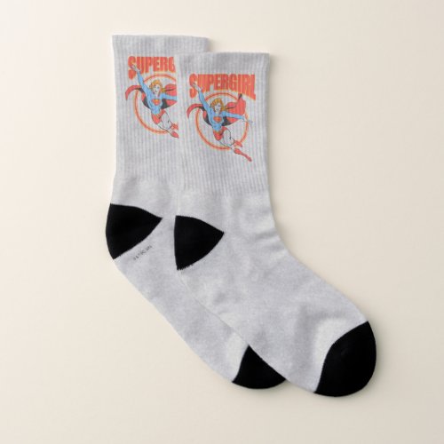 True Vintage Supergirl Flying Graphic Socks