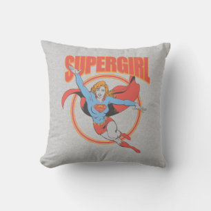 True Vintage Supergirl Flying Graphic Throw Pillow