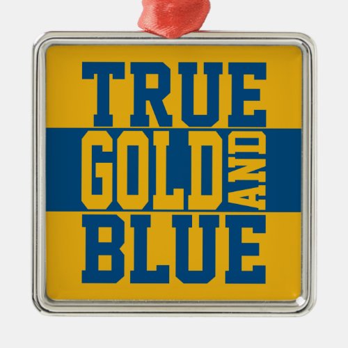 True WVU Gold And Blue Metal Ornament