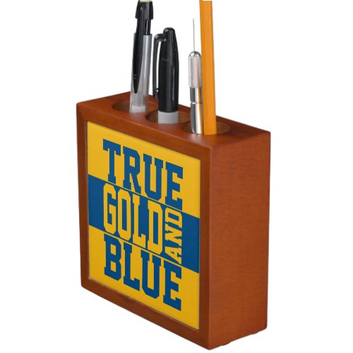 True WVU Gold And Blue Pencil Holder