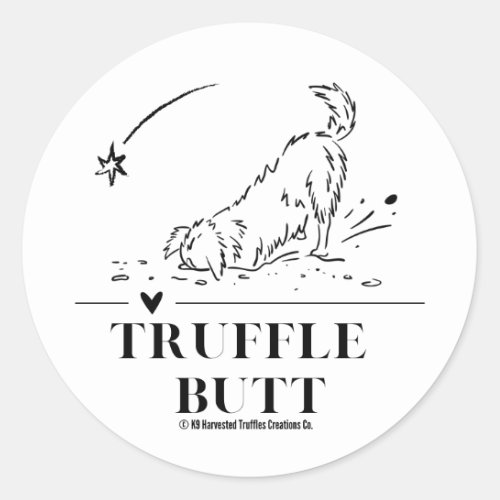 Truffle Butt _ Standard Fluffy Dog Classic Round Sticker
