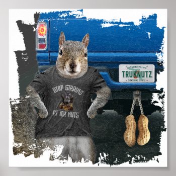 Truk Nutz - Funny Squirrel Truck Nuts Poster by eBrushDesign at Zazzle