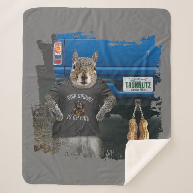 Truk Nutz - funny squirrel truck nuts Sherpa Blanket (Front)