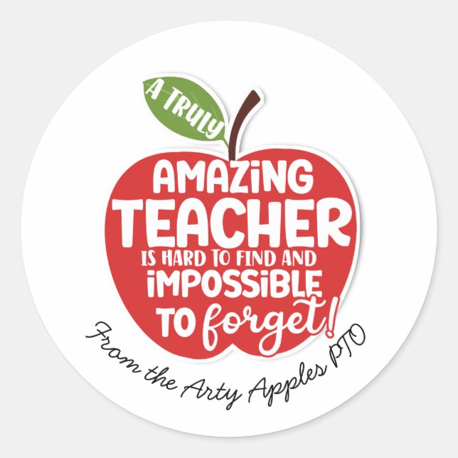 truly amazing teacher red apple classic round sticker (Front)