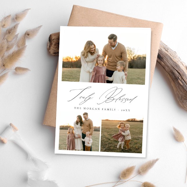 Truly Blessed Christian Family Photo Holiday Card (Creator Uploaded)