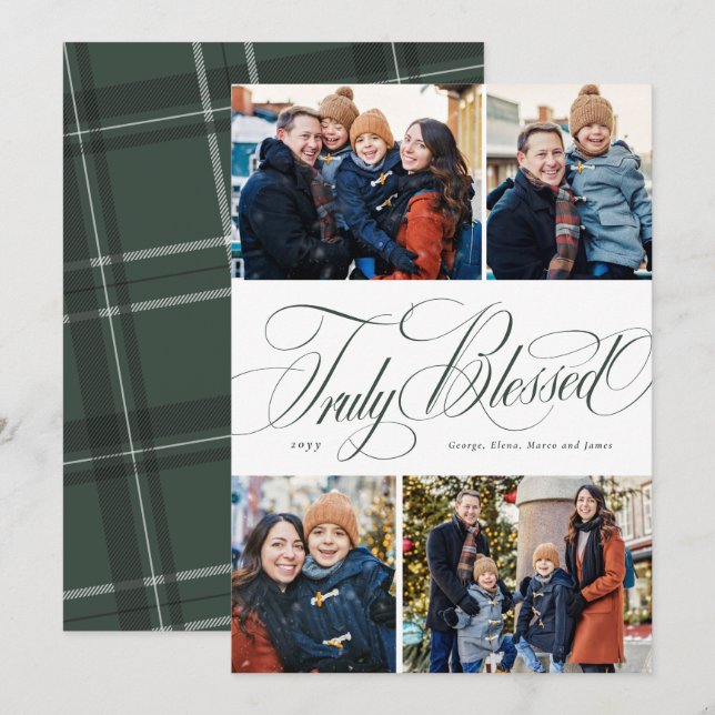 Truly blessed elegant religious Christmas collage Holiday Card (Front/Back)