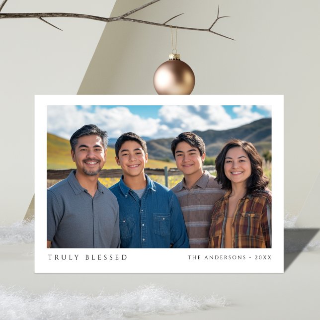 Truly Blessed Religious Christmas Rejoice Photo Holiday Card (Creator Uploaded)