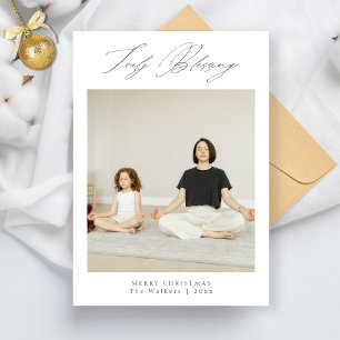 Truly Blessing Minimalist Peaceful Family Photo Holiday Card