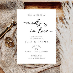 Truly Deeply Madly In Love Elegant Wedding Invite