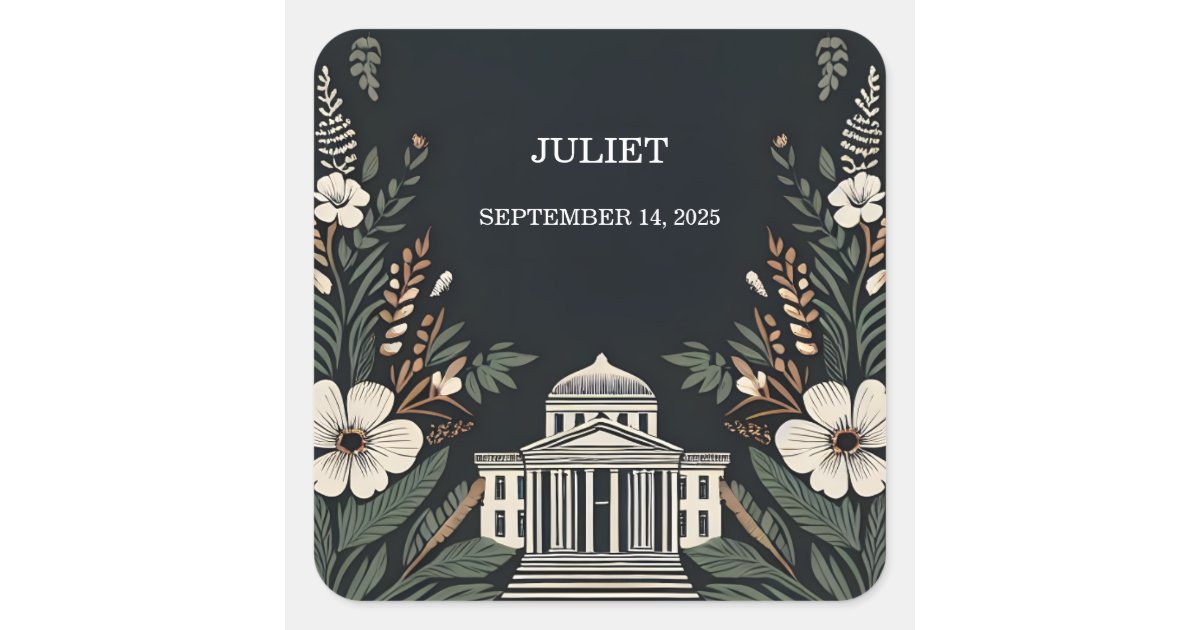 Truly Engaging 70s 80s Courthouse Bridal Shower Square Sticker | Zazzle