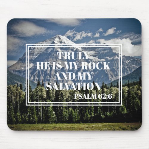 Truly He is My Rock Christian Bible Verse Mountain Mouse Pad