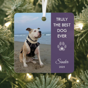 Truly The Best Dog Ever Photo Paw Print Keepsake Metal Ornament