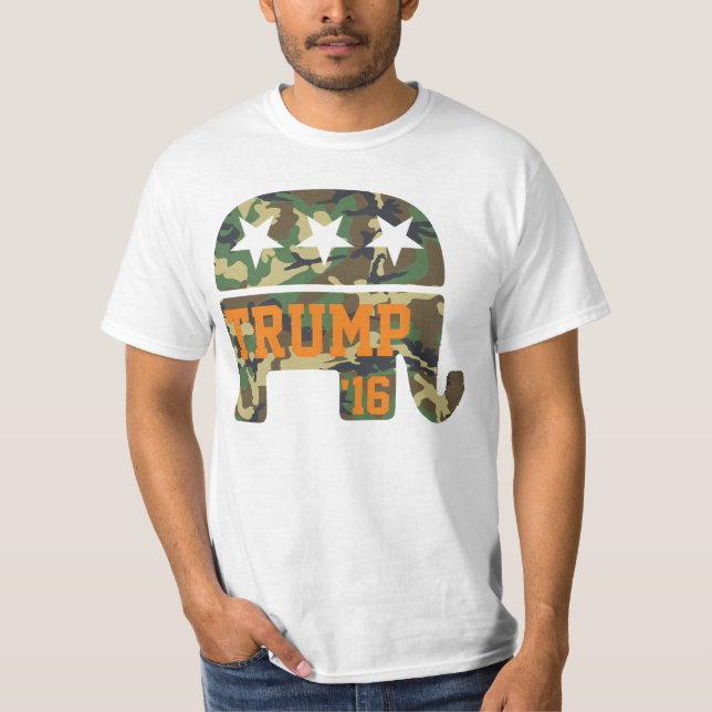 Trump 2016 Camouflage Republican Elephant T-Shirt (Front)
