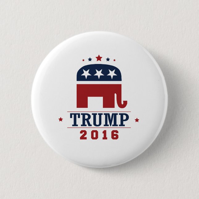 Trump 2016 GOP Elephant Design Pinback Button (Front)
