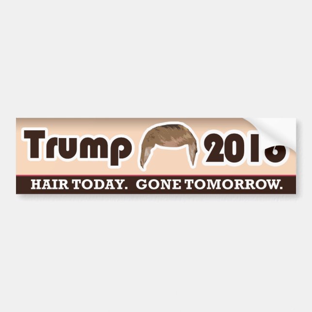 Trump 2016: Hair Today Gone Tomorrow Bumper Sticker (Front)