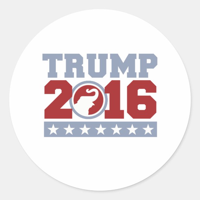 Trump 2016 Round Elephant Design Classic Round Sticker (Front)