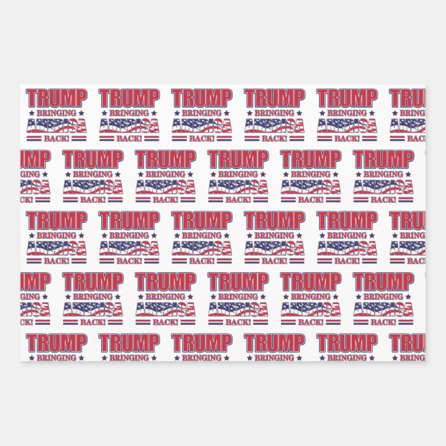 Trump 2020 - Bringing America Back Wrapping Paper Sheets (Front)