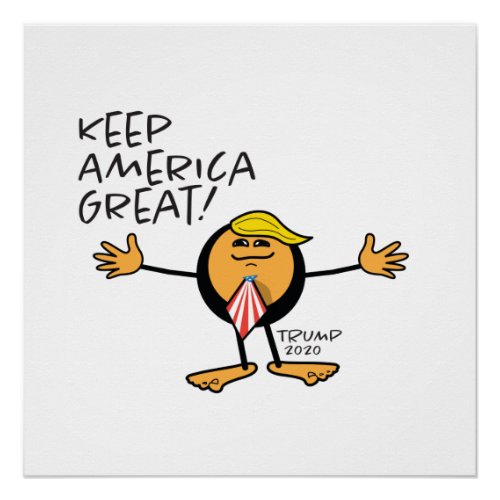 TRUMP 2020 Cartoon Keep America Great Poster