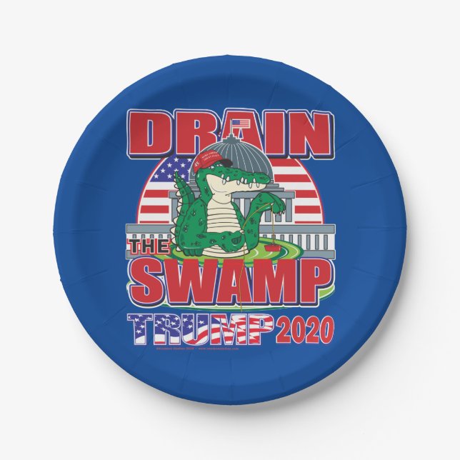 Trump 2020 Drain The Swamp Paper Plates (Front)