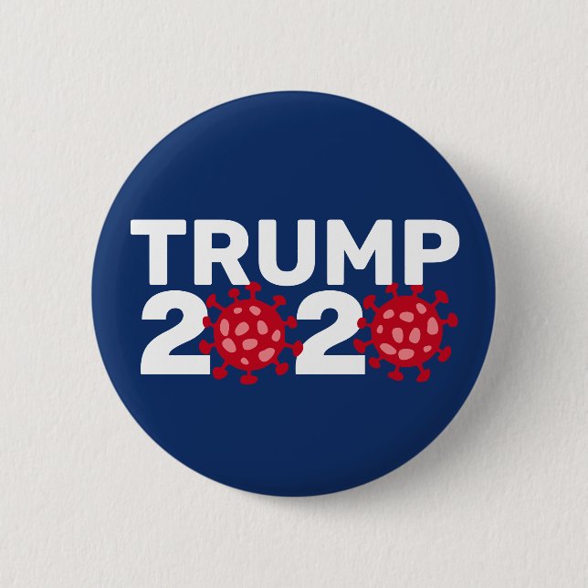 Trump 2020 - Funny Virus Red and Navy Blue Button (Front)