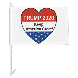 Trump 2020 Heart Logo Monogram Slogan Car Flag