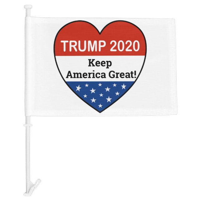 Trump 2020 Heart Logo Monogram Slogan Car Flag (Front)