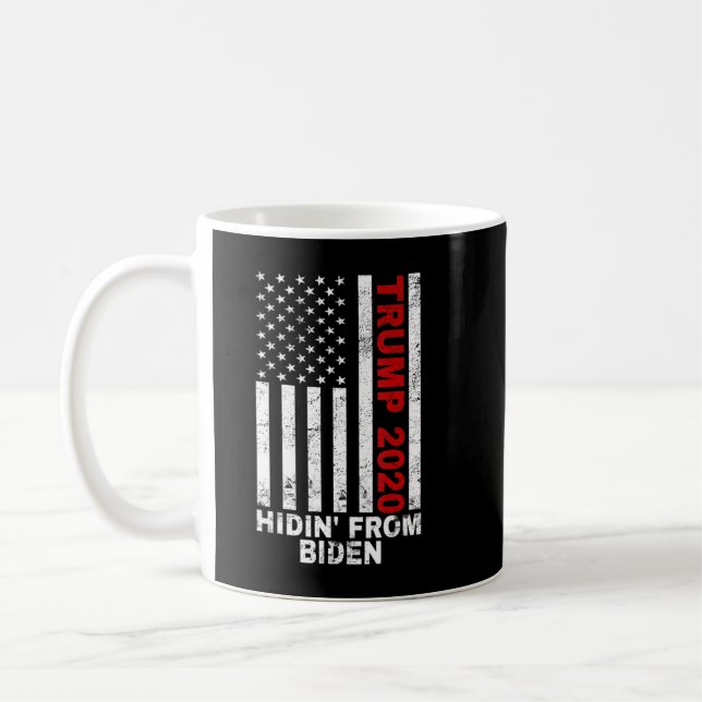 Trump 2020 Hiding From Biden Usa Flag Anti Joe Bid Coffee Mug (Left)