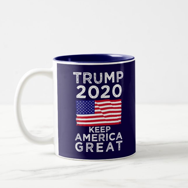 Trump 2020 : Keep America Great Two-Tone Coffee Mug (Left)