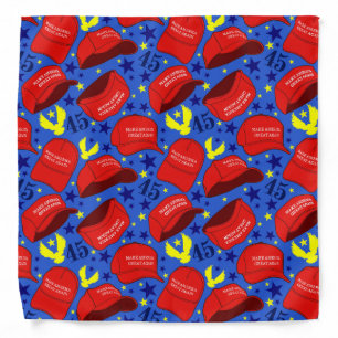 Trump 2020 MAGA Hat Pattern - Blue - Bandana