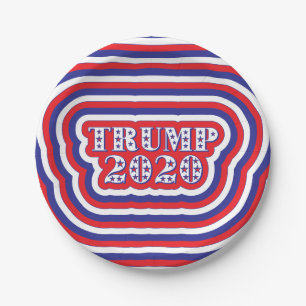 Trump 2020 Patriotic Red White Blue Stripes Paper Plates