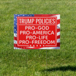 Trump 2020 Policies Pro-God Pro-Life Pro-Freedom Sign