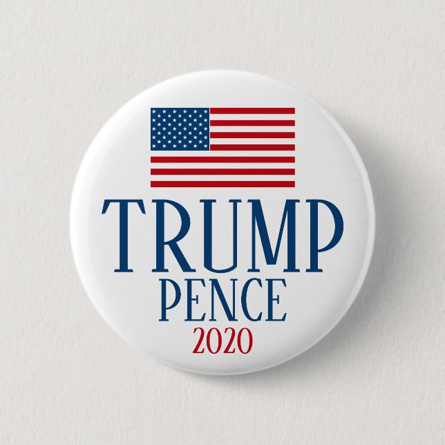 Trump 2020 - Preppy American Flag Red White Blue Button (Front)