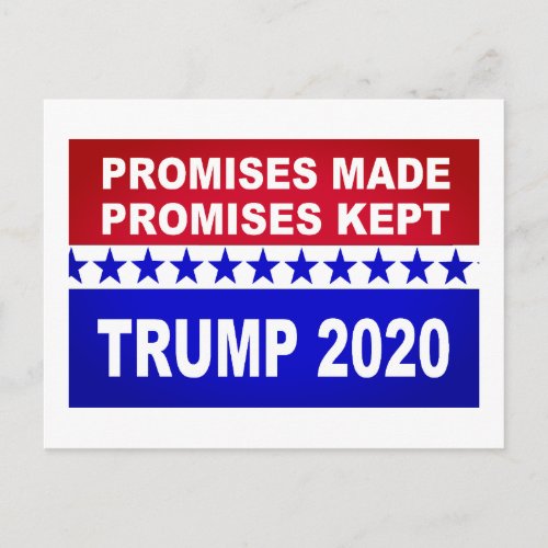 Trump 2020 promises kept popular postcard