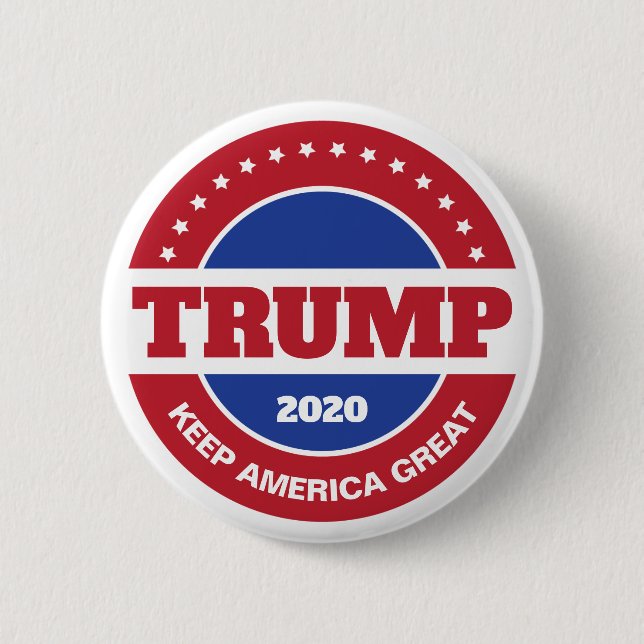 Trump 2020 Red White and Blue Button (Front)