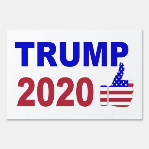 Trump 2020 Thumbs Up red white and blue Sign