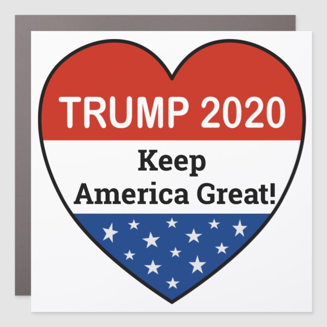 Trump 2020 USA Heart Keep America Great Car Magnet (Front)