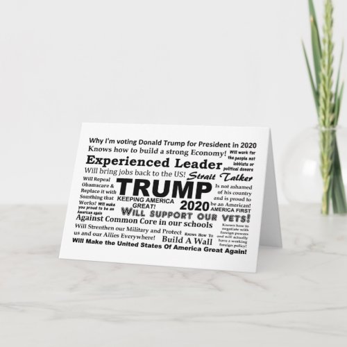 Trump 2020 Why Im Voting for Trump 2020 Card