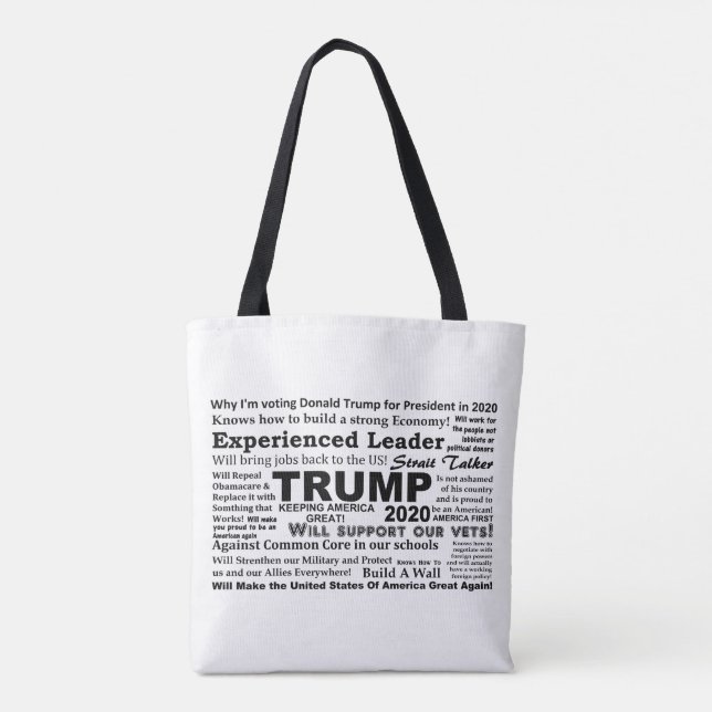 Trump 2020 Why I'm Voting for Trump 2020 Tote Bag (Back)