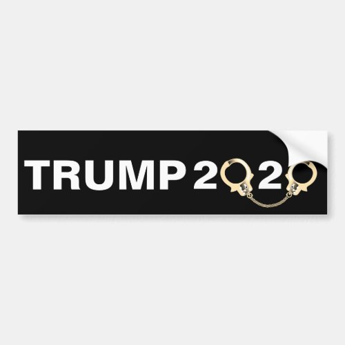 Trump 2020 With Handcuffs Bumper Sticker