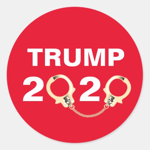 Trump 2020 With Handcuffs Classic Round Sticker