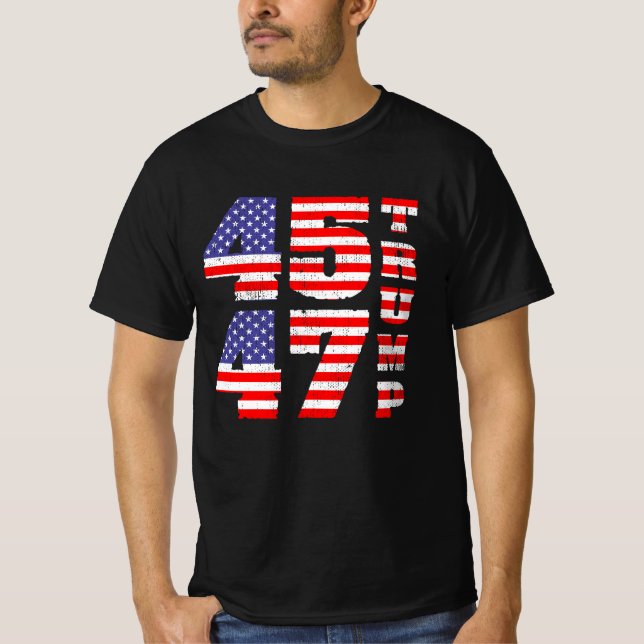 Trump 2024 45 47 anti Biden pro trump  T-Shirt (Front)