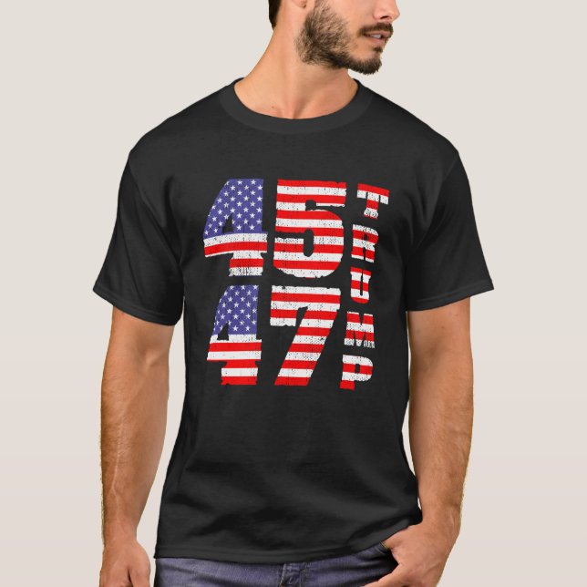 Trump 2024 45 47 anti Biden pro trump  T-Shirt (Front)