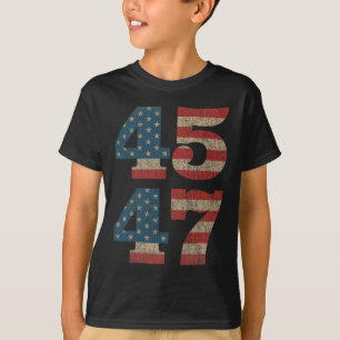 Trump 2024 45 47 Vintage American Flag Retro 4547  T-Shirt